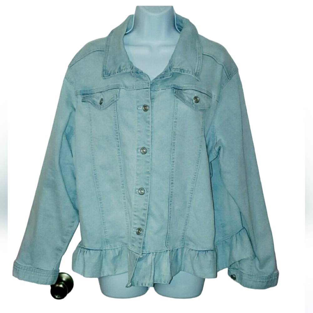 DG2 Diane Gilman Chambray Plus Size Denim Jacket Size 2X